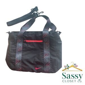 Nike Sporty Tote Black/Red Crossbody Bag Women’s Gym Travel Utility RN#56323 EUC